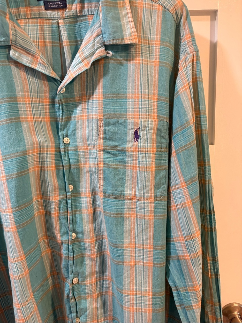 Polo Ralph Lauren Caldwell XL Plaid Camp Collar Button Up Shirt 100% Cotton